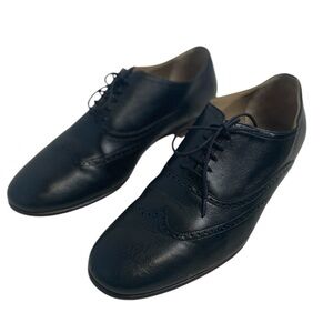Hermès Men’s Black Leather Loafers EU 41.5 US 8.5 Lace-Up Dress Business Shoes